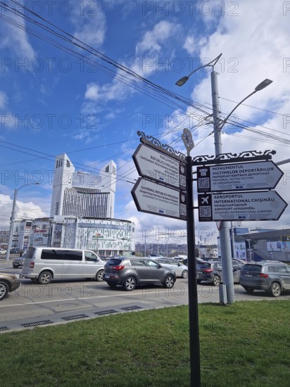 CHISINAU, MOLDOVA, March 20, 2024 city traffic during rush hour in the morning at the roundabout