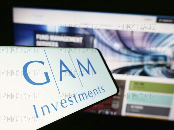 Stuttgart, Germany, 11-21-2023: Smartphone with logo of Swiss asset management company GAM