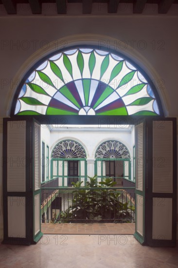 Stained glass window, Casa de los Arabes, Old Havana, Cuba, Central America