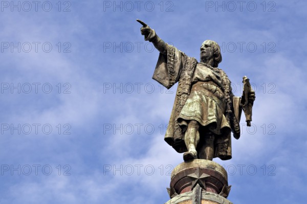 Columbus column at the port of Barcelona, at the end of the famous street Las Ramblas