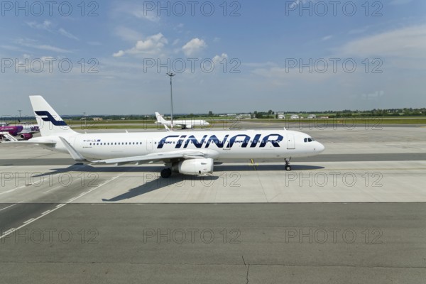 Travel, Finnair passenger plane at Prague Airport, Prague, Czech Republic, Europe