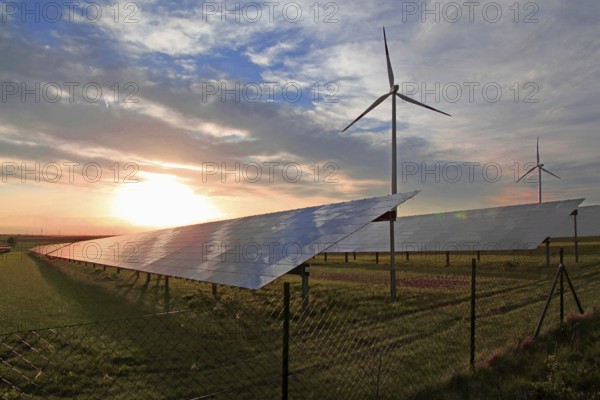 Repperndorf solar and wind power plant, Kitzingen, Lower Franconia, Bavaria, solar power plant,