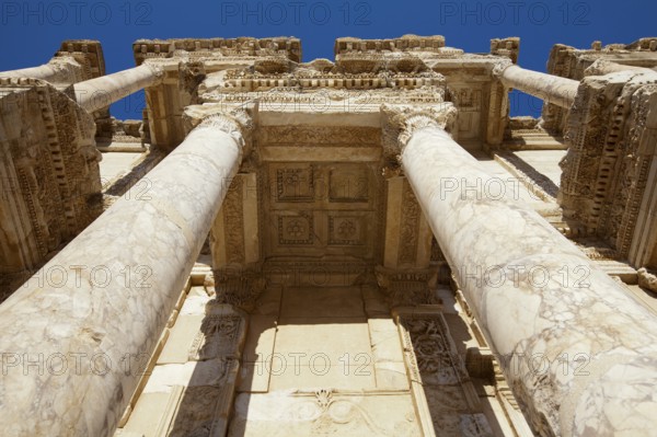 The Library of Celsus is an ancient building in Ephesus, Izmir, Turkey, Asia