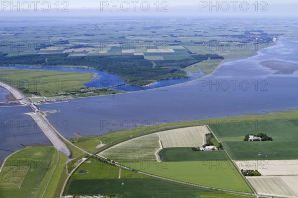 Eider barrage, Katinger Watt nature reserve, Eider, Dithmarscher Eiderwatt, North Sea coast,