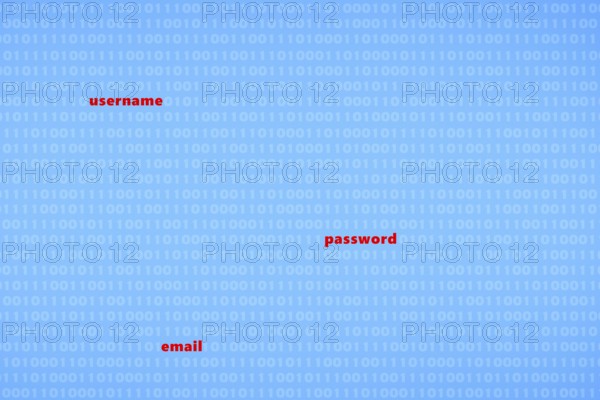 hacked username password and email data security breach - cybercrime concept