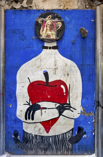 Naples Campania Italy. Sacred profane Street graffiti at Quartieri Spagnoli (Spanish Quarters), a