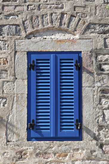 Closed window of a traditional house, Bodrum, Mugla, Turkey, Asia