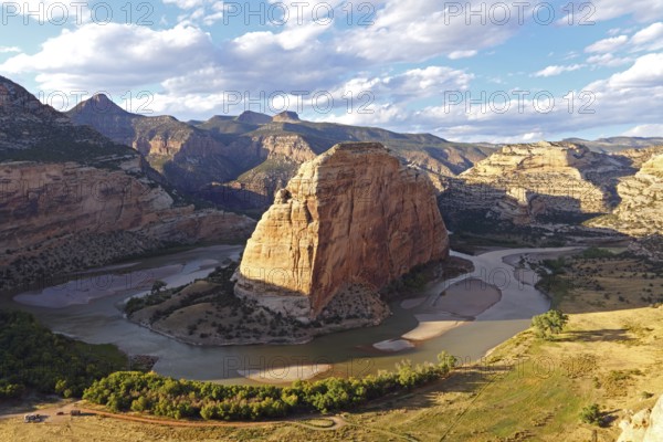 Steamboat Rock, Green River, Echo Park, Dinosaur National Park, CO, USA, North America