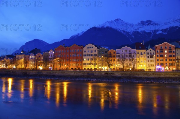 River Inn, Karwendel Mountains, Mariahilf district, Innsbruck, Tyrol, Austria, Europe