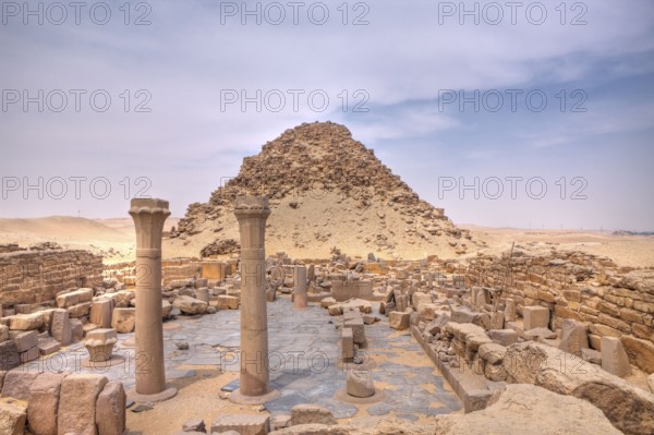 Mortuary Temple and Pyramid of Pharaoh Sahure, Abusir, Egypt, Africa