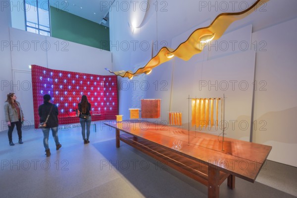 Light art objects by the light designer Ingo Maurer, Pinakothek der Moderne, Munich, Upper Bavaria,