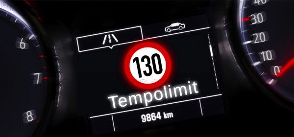 Symbolic image on the subject of the 130 kmh speed limit on the motorway