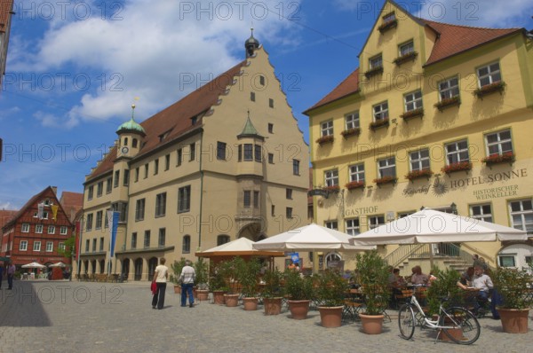 Nordlingen, Market square, Town Hall, Romantic Road, Nördlingen, Swabia