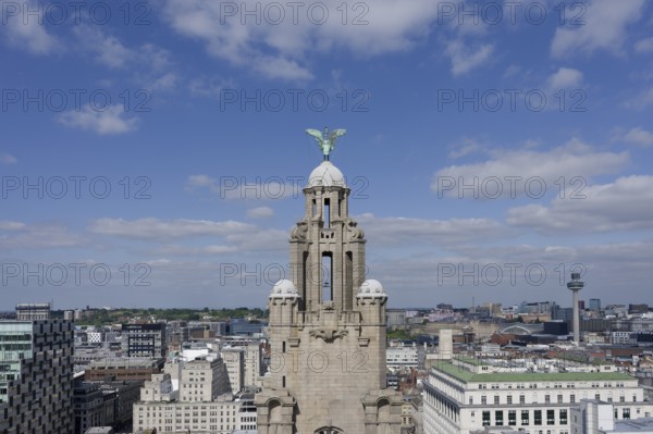 Tower, Royal Liver Building, Liverpool, England, United Kingdom, Europe