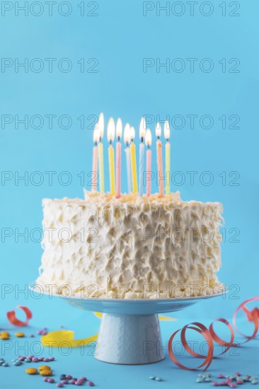 Close up birthday cake with decorative blue background 2. Resolution and high quality beautiful