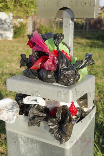 Excrement bag, waste bin, dog excrement, Schwäbisch Hall, Hohenlohe, Kochertal, Heilbronn-Franken,
