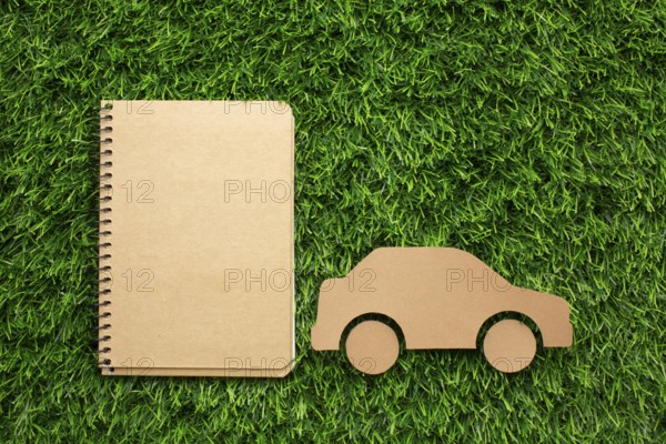Cartoon car notebook grass