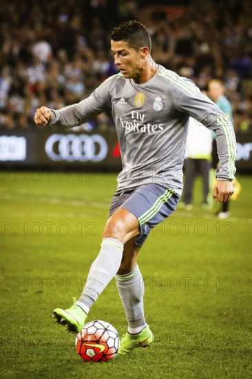 MELBOURNE, AUSTRALIA, JULY 24: Cristiano Ronaldo with the ball as Manchester City play Real Madrid