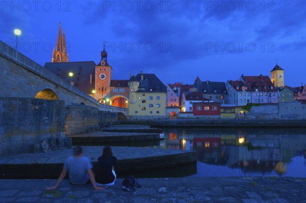 Regensburg, St. Peter's Cathedral, Stone Bridge, Bridge Gate, Danube River, Upper Palatinate,