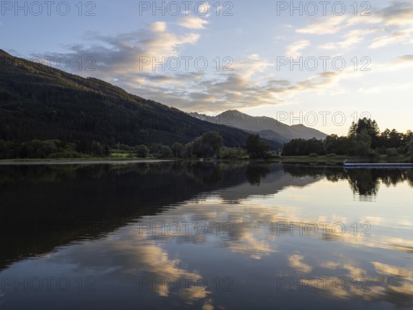 Evening mood, evening clouds reflected in the lake, Gaishorner See, Gaishorn am See, Paltental,