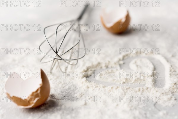 Close up baking flour table