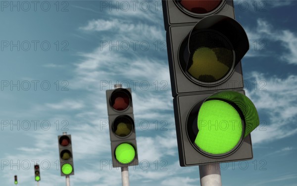 Green wave. phased traffic lights
