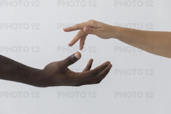 Black white hands front view