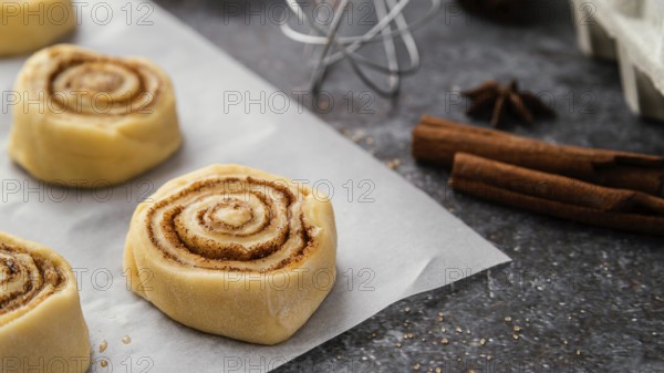 High angle cinnamon rolls