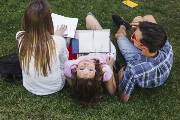 Teenagers having fun while studying