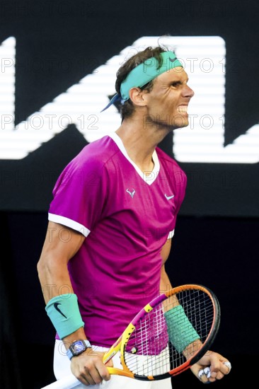 MELBOURNE, AUSTRALIA, JANUARY 25: Rafael Nadal of Spain beats Denis Shapovalov of Canada on day 9