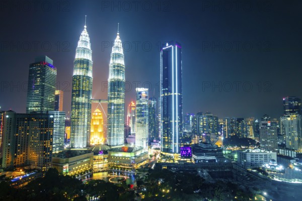 Kuala Lumpur, Malaysia, March 21 2019: The Kuala Lumpur skyline featuring the Petronas Twin Towers