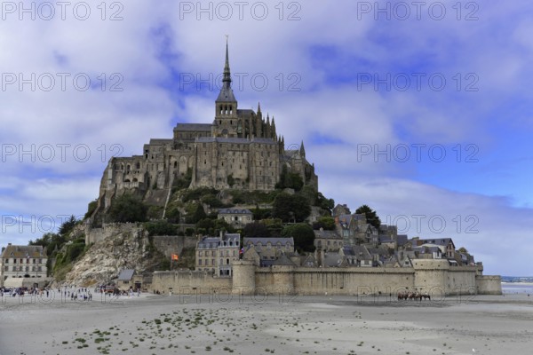 Le Mont-Saint-Michel with the Benedictine abbey on the rocky island of Mont Saint-Michel in the