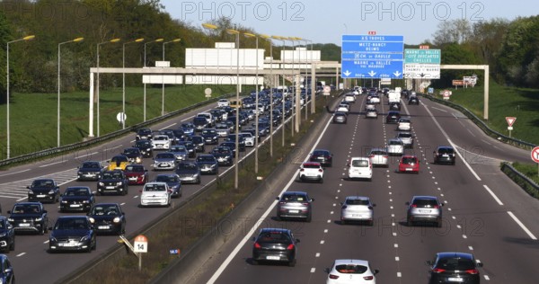 Traffic Jam on Highway A4 near Paris, Car Traffic, France, Europe