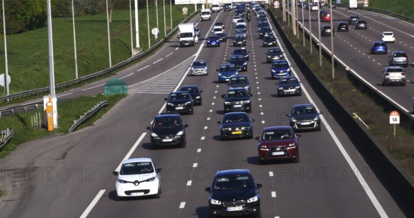 Traffic Jam on Highway A4 near Paris, Car Traffic, France, Europe