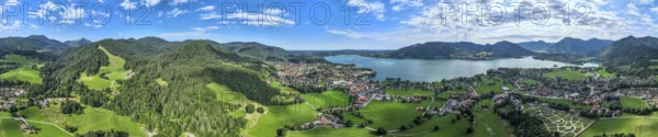 Aerial view, Bad Wiessee and Abwinkl, Tegernsee, Upper Bavaria, Bavaria, Germany, Europe