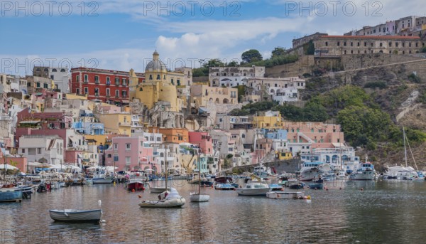 A picture of the Marina della Corricella, the colorful promenade in Procida, Naples