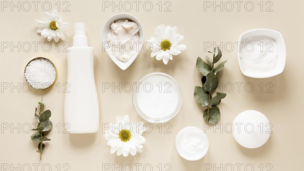 Flat lay natural cosmetics concept