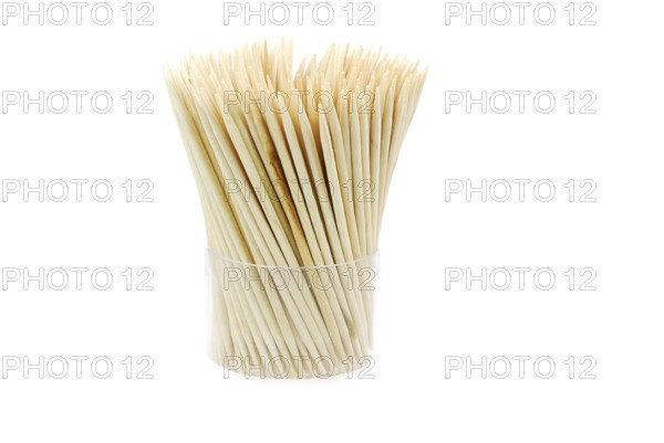 Bunch of wooden toothpicks isolated on white