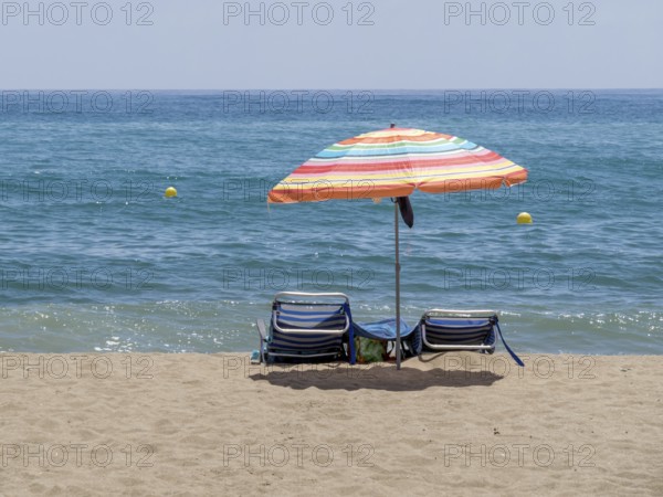LA CALA DE MIJAS, ANDALUCIA, SPAIN - MAY 6 : Beach at La Cala de Mijas, Mijas Costa, Costa del Sol