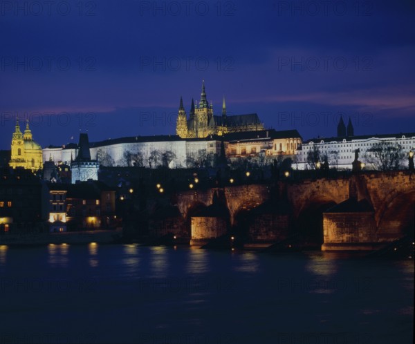 Hradcany by night, Prague Castle Pra