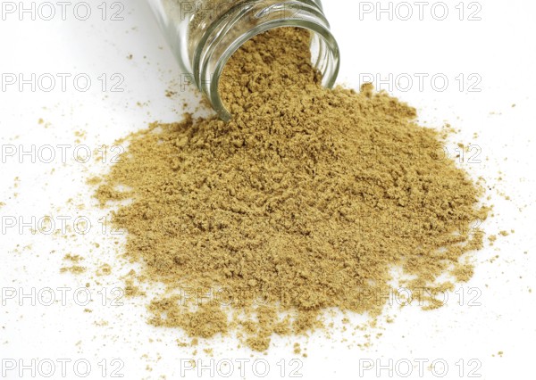 Ginger (zingiber officinale) Powder against White background