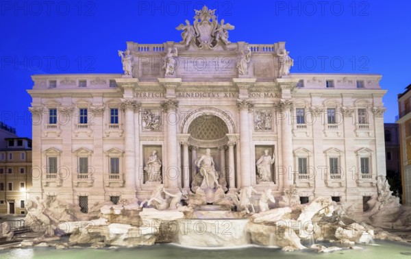 Rome, Italy. Trevi fountain at night, the masterpiece of Italian classical baroque architecture
