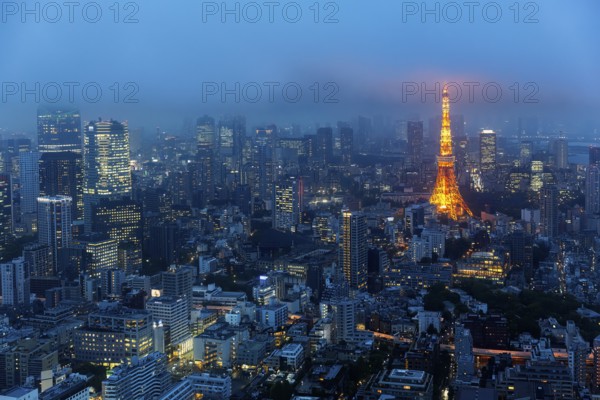 Tokyo Japan. Aerial view of Tokyo Tower