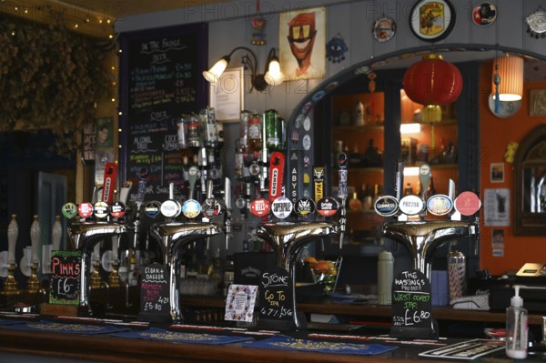 Taps at The Prince Albert pub, Brighton, England, Great Britain