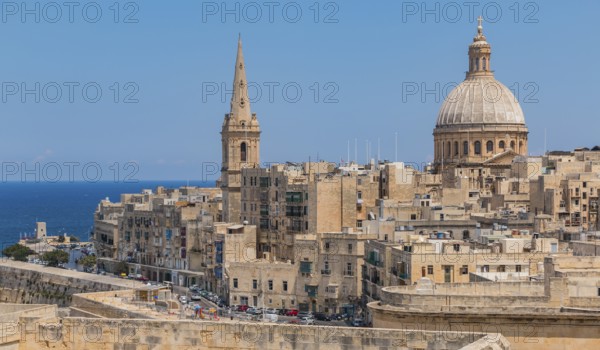 A picture of the main peninsula of Valletta, dominated by the dome of the Basilica of Our Lady of