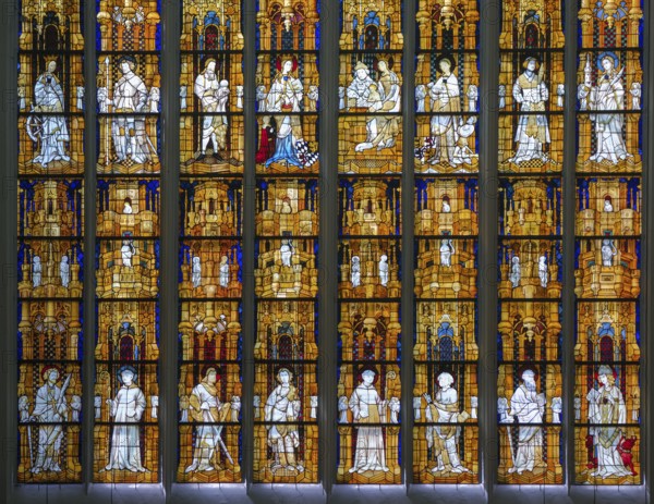 Stained glass windows of the west façade from 1400 in Altenberg Cathedral (also known as Bergischer