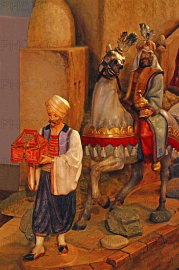 Christmas cot, one of the Three Saints, Magi, St. John Nepomuk Catholic Church, Hadamar, Hesse,
