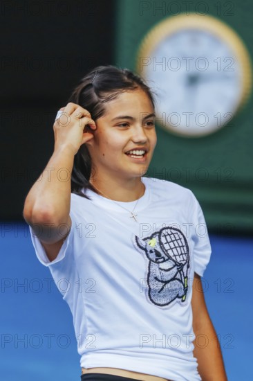EMMA RADUCANU of Great Britain during a practice session ahead of the 2022 Australian Open at
