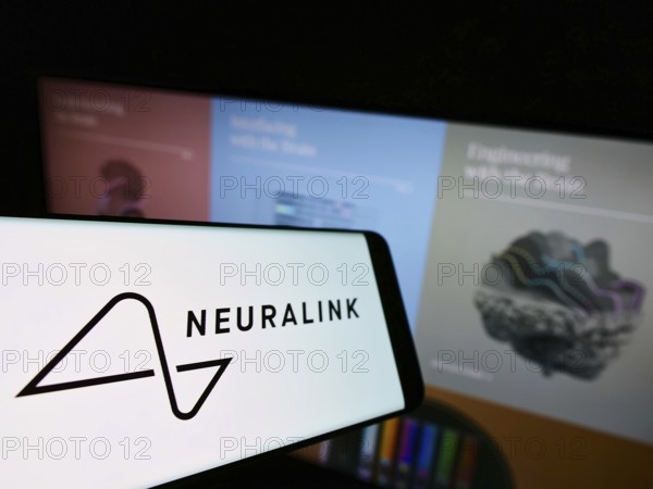 Stuttgart, Germany, 01-30-2022: Mobile phone with logo of US neurotechnology company Neuralink