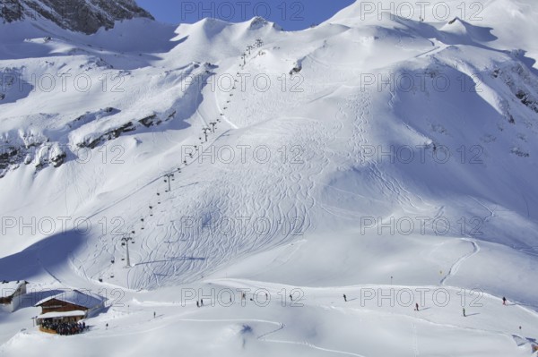 Chairlift from Zürser See to the Madlochjoch in Lech, Zürs, Madlochlift, Arlberg, Vorarlberg,